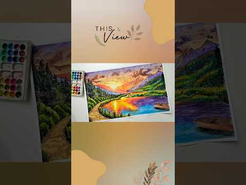 Watercolor Landscape Painting 🌅⛰️✨️ #painting #watercolor