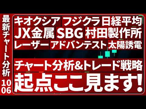 10/6【遂に日経７万来た】日本株の最新テクニカル分析大公開！注目個別株６選の環境認識と戦略を徹底解説します【日経平均・キオクシア・SBG・アドバン・フジクラ・JX・レーザー・村田製作所・太陽誘電】