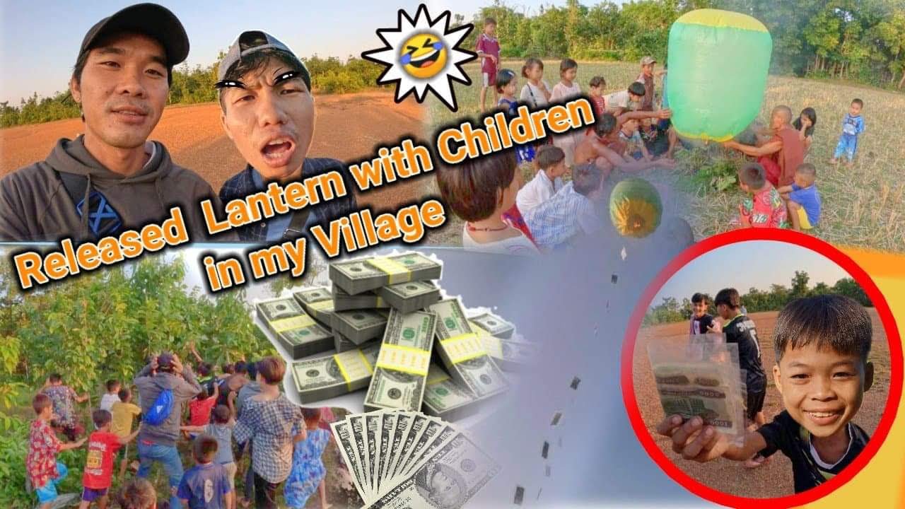 Released Lantern with Children in my Village