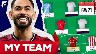 MY FPL GW21 TEAM SELECTION ✅ AMORIM SACKED ❌ EKITIKE INJURY ⚠️ screenshot 2