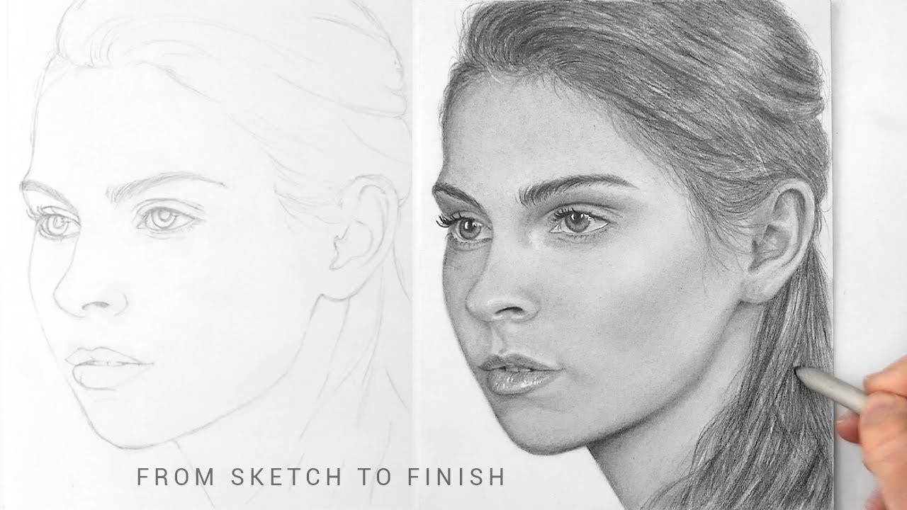 How to draw and shade a portrait using Graphite Pencils YouTube