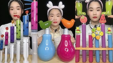 [RELAXING] COLORFUL DRINKING COLD WATER (drinking sounds) Renkli İçecekler İçmek Satisfying