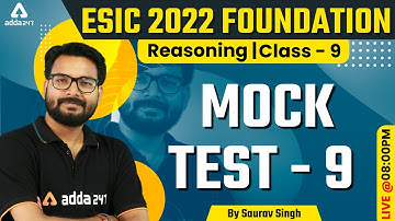 ESIC Recruitment 2022 | Reasoning Classes | Mock Test #9 | Saurav Singh Sir