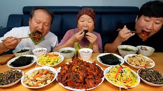 Korean Home Meal! Stir-fried spicy pork, seaweed soup - Mukbang eating show