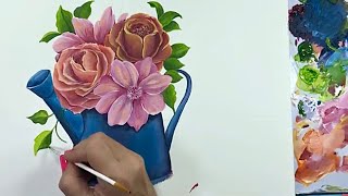 How to Paint Flowers with Acrylics / Roses step by step