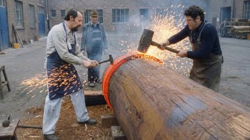 Setting the Massive Oak Base of a Water-Powered Hammer (1984)