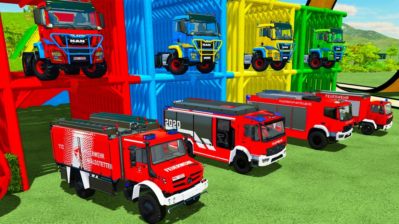 🚨 TRANSPORTING FIRE DEPARTMENT CARS with MAN TRUCKS Farming Simulator 22
