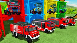 🚨 TRANSPORTING FIRE DEPARTMENT CARS with MAN TRUCKS Farming Simulator 22