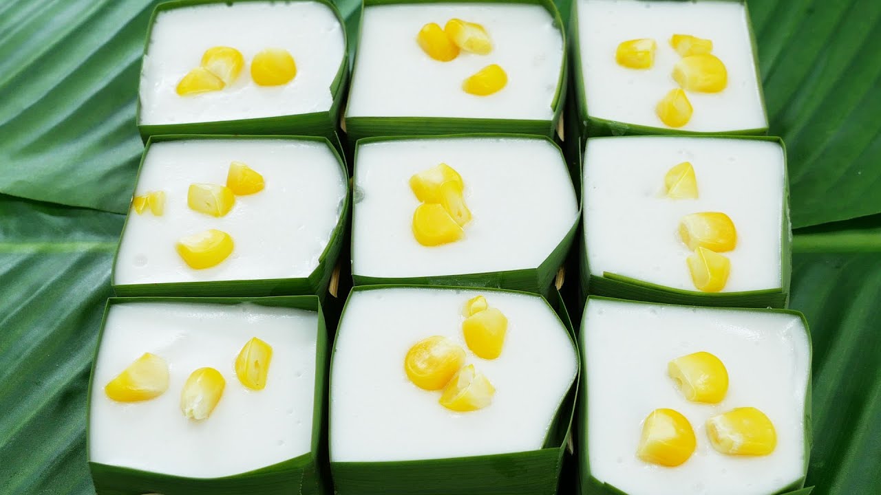 แจกสูตร ตะโก้ข้าวโพด ขนมไทยทำง่าย อร่อย พร้อมวิธีทำกะทงใบเตย