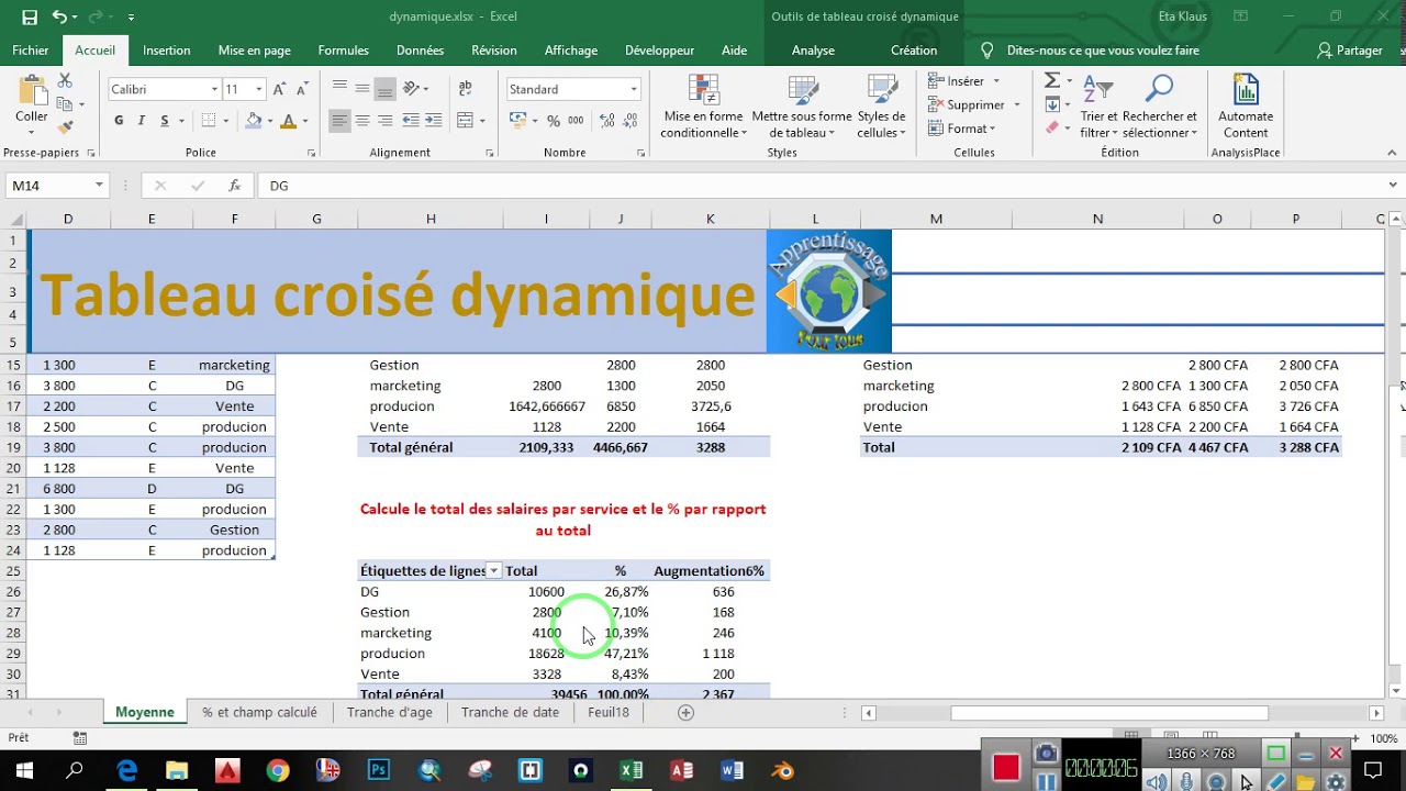 #Partie2: Cours tableau croisé dynamique - YouTube