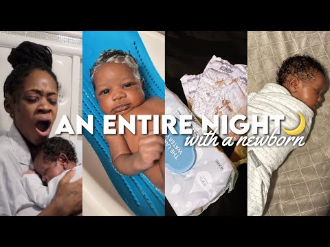 spend an ENTIRE night with a newborn 🌥️ | nursing, bath, diaper changes + how many times he wakes up