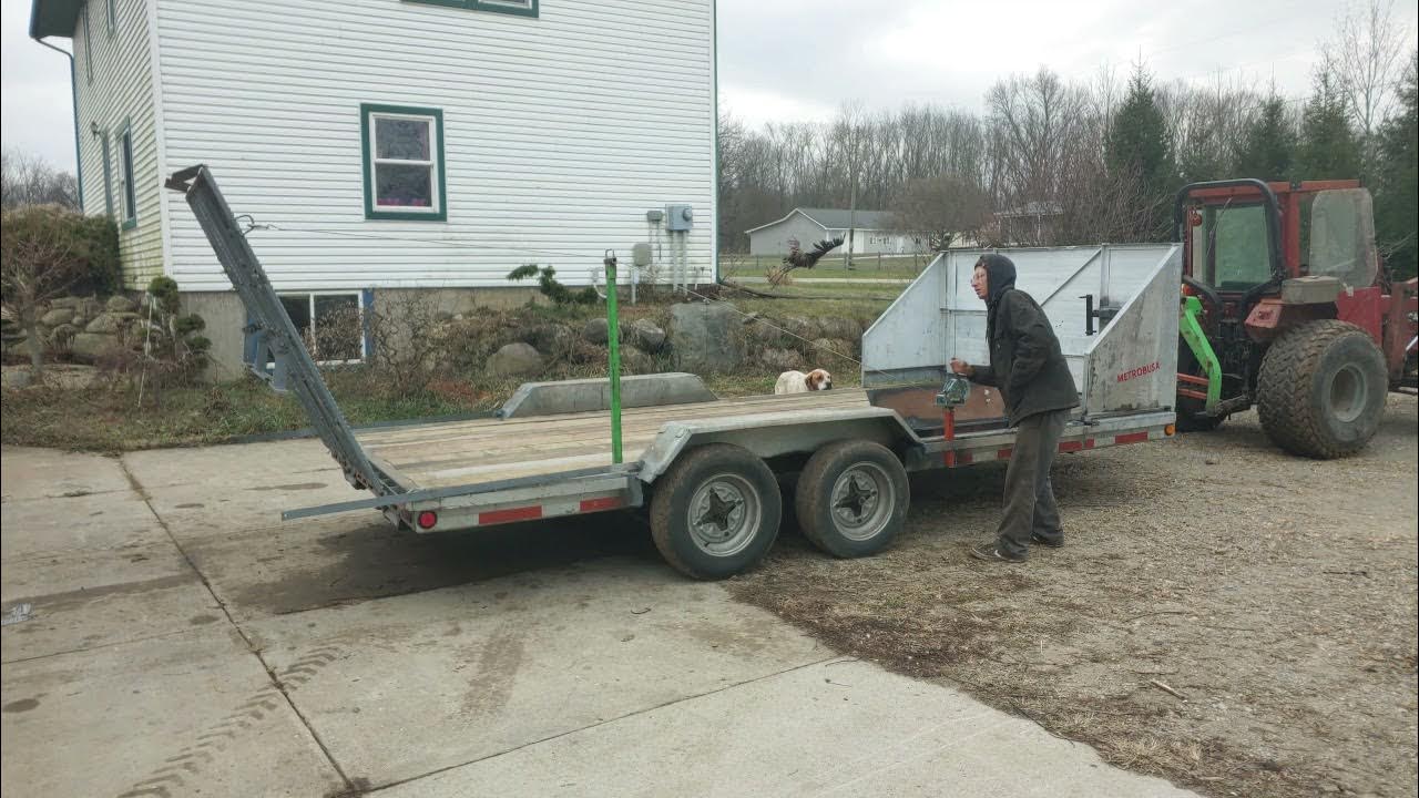 DIY trailer ramp lift harbor freight cable wench YouTube