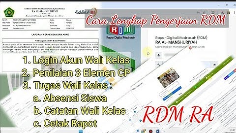 CARA PENILAIAN DAN MENGELOLA RAPOT RDM RA OLEH WALI KELAS