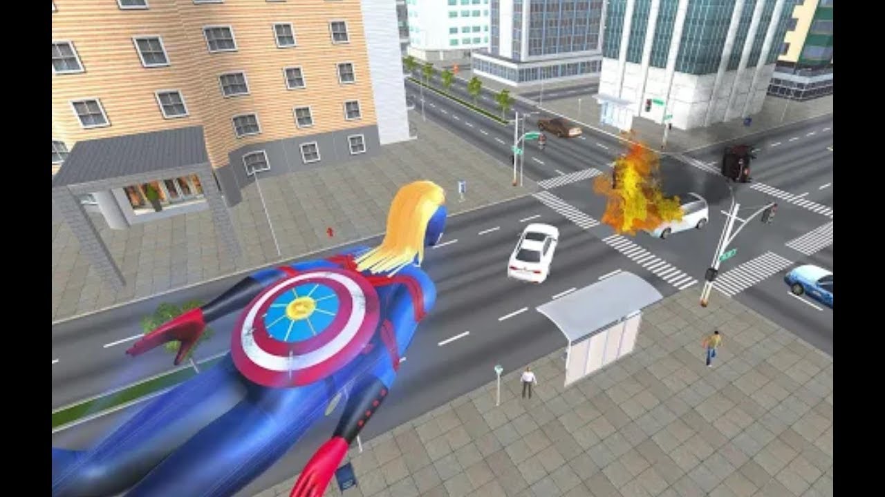 ► Flying Superhero Captain Girl US Lady Future Fight - Super Jumper Captain america Superpower Girl