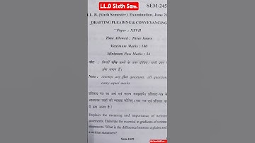 LL.B (Sixth SEM)  DRAFTING PLEADING & CONVEYANCING @BelieveInBlive