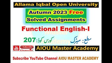 AIOU Code 207  Solved Assignment  1.2 of Autumn 2023  ||  Functional English