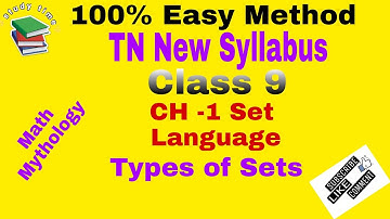 TN Class 9 Samacheer Maths New Syllabus|Chapter-1| Set Language| Types of Sets.