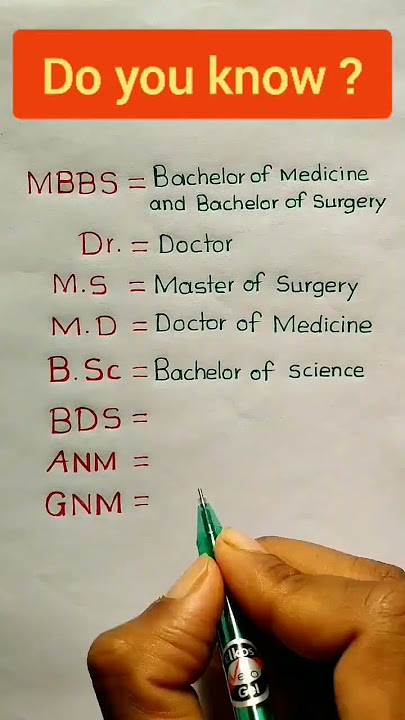MBBS/M.D/M.S/B.Sc/ANM/GNM Full Form