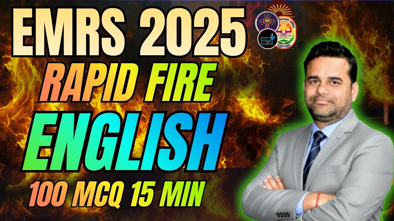 EMRS 2025 Rapid Fire English 🔥 | 100 MCQ in 15 Min | Final Revision | 