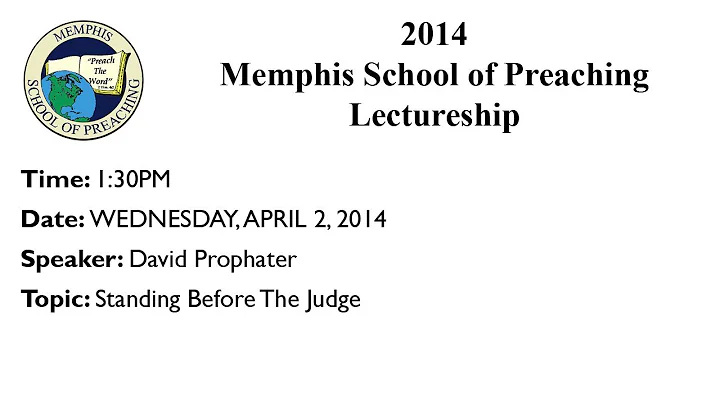 1:30PM - Standing Before The Judge - David Prophater