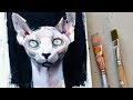 SKETCHBOOK PAINTING with oil paints ||  SPHYNX CAT