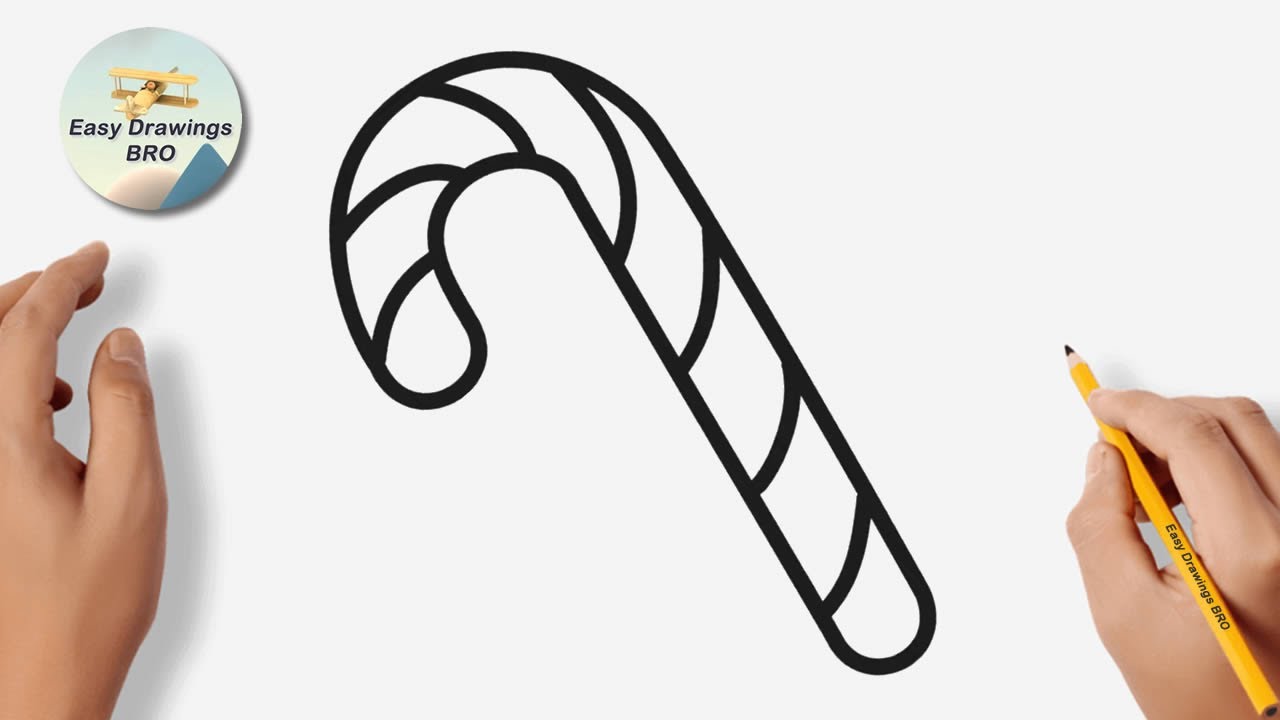 Drawing candy cane tutorial | How to draw a Christmas candy | Christmas Drawings