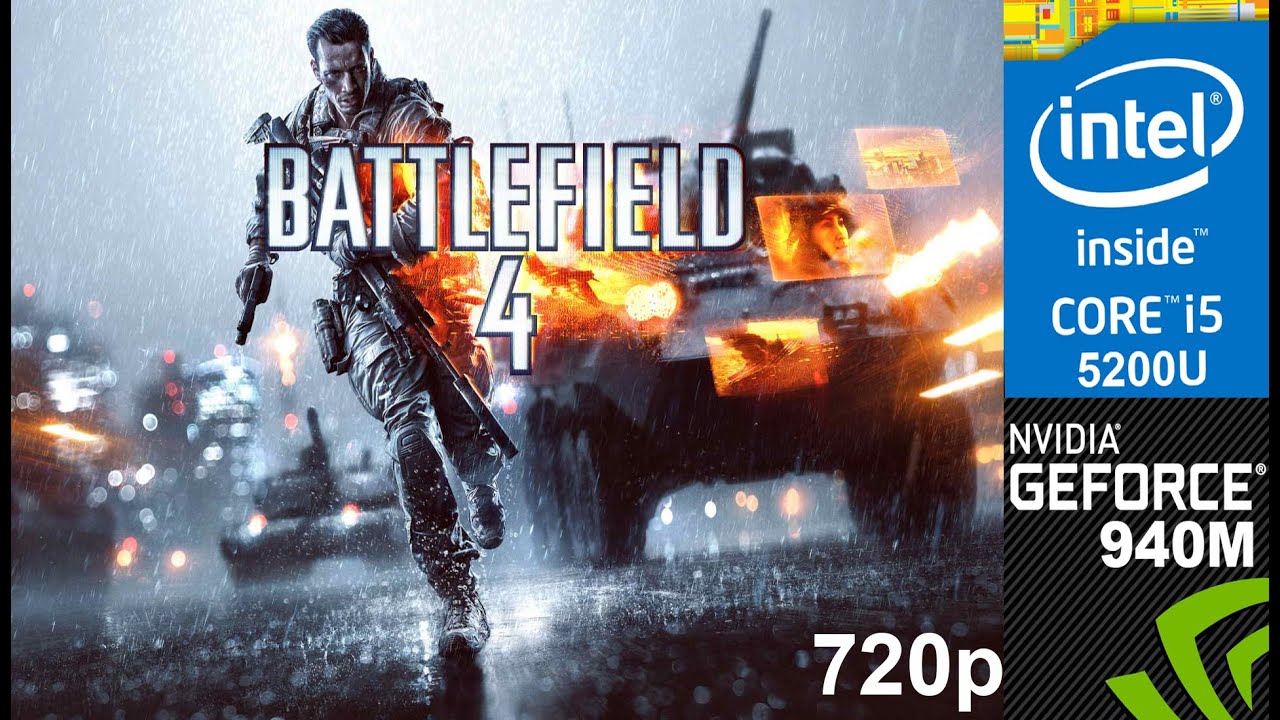 Battlefield 4 on HP Pavilion 15-ab032TX, High Setting 720p, Core i5 5200u + Nvidia Geforce 940m
