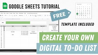 Task Planner Spreadsheet - Digital TO-DO LIST TUTORIAL - Google Sheets Template - ( FREE template)