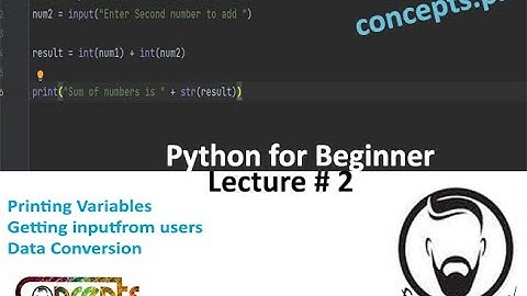 Python for Beginners (Input function, printing Variables, Data Conversion), Lecture # 02