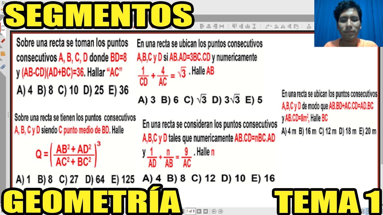 GEOMETRIA SEGMENTOS (TEMA 1) PROBLEMAS NIVEL INTERMEDIO-AVANZADO