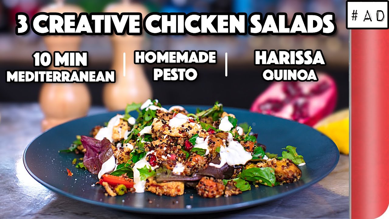 3 Creative Chicken Salad Recipes Compared | 10 min Mediterranean vs Homemade Pesto vs Harissa Quinoa | Sorted Food