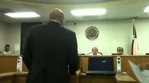 Eli Olivarez Addressing Commissioner's Court in Be...