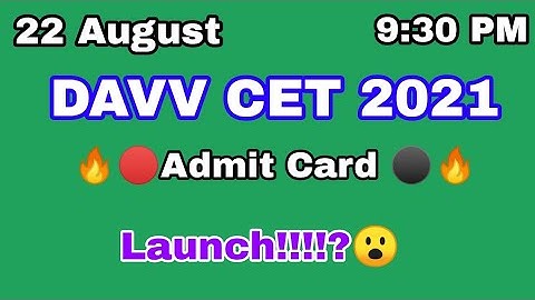 Davv CET || Admit Card Launch!! 🔥🔥🔥