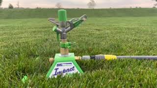 Me using the Impact Sled Sprinkler in my backyard