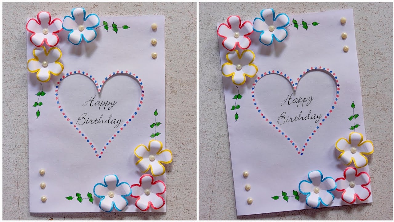 How To Make Birthday Card With White Paper Only | Birthday Card Making ...