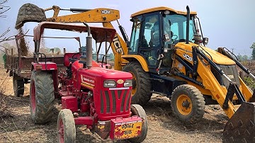 JCB 3DX Loader Mud Loading In Tractor Trolley For Making Pond | Mahindra Vs Sonalika Tractor Working