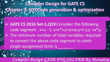 GATE CS 2016 Set-1,Q19:Consider the following code segment.x = u - t;y = x * v;x = y + w;y = t - z;