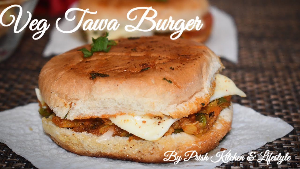 Tawa burger Veg Tawa Burger Street style burger recipe Indian style