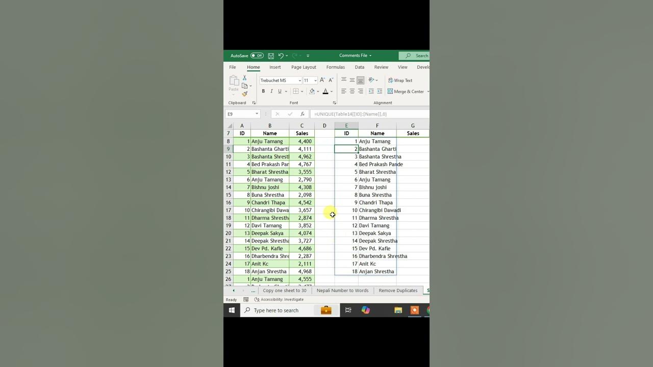 How to Summarize Data with Duplicate Names in Excel - YouTube