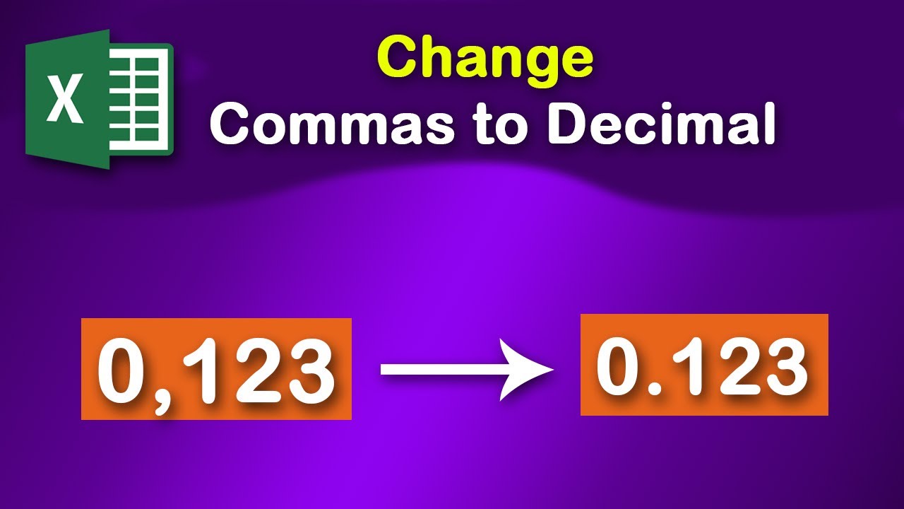 How to easily change commas to decimal points in Excel - YouTube