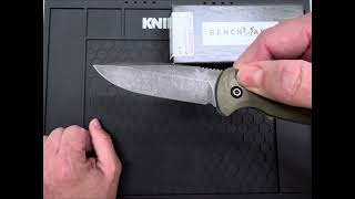 Benchmade CLA green G10 Magnacut Button Sticking