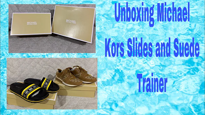 Unboxing Michael Kors Tyra Logo Scuba Slide Sandal and Allie Logo Jacquard and Suede Trainer