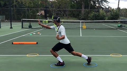 Working on the return of serve and the correct footwork. Tennis training with coach Brian Dabul