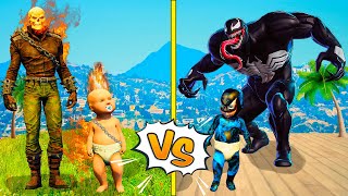 GHOST RIDER vs VENOM FAMILY in GTA 5!