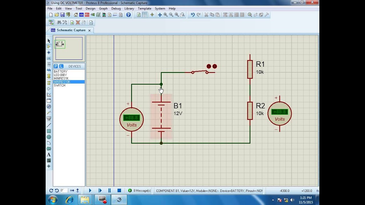 Tutorial Proteus 2 How To Use DC Volt Meter Proteus Simulator - YouTube