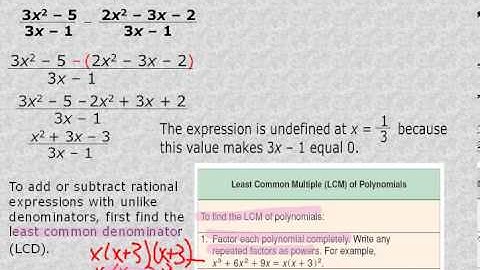 Algebra 2 Section 8-3, part 1 Adding and Subtracting Rational Expressions
