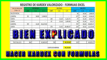 HACER KARDEX BIEN EXPLICADO CON FORMULAS EN EXCEL PASO A PASO