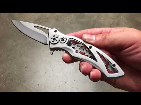 Epic Steampunk Folding Knife w/ REAL MOVING GEARS!