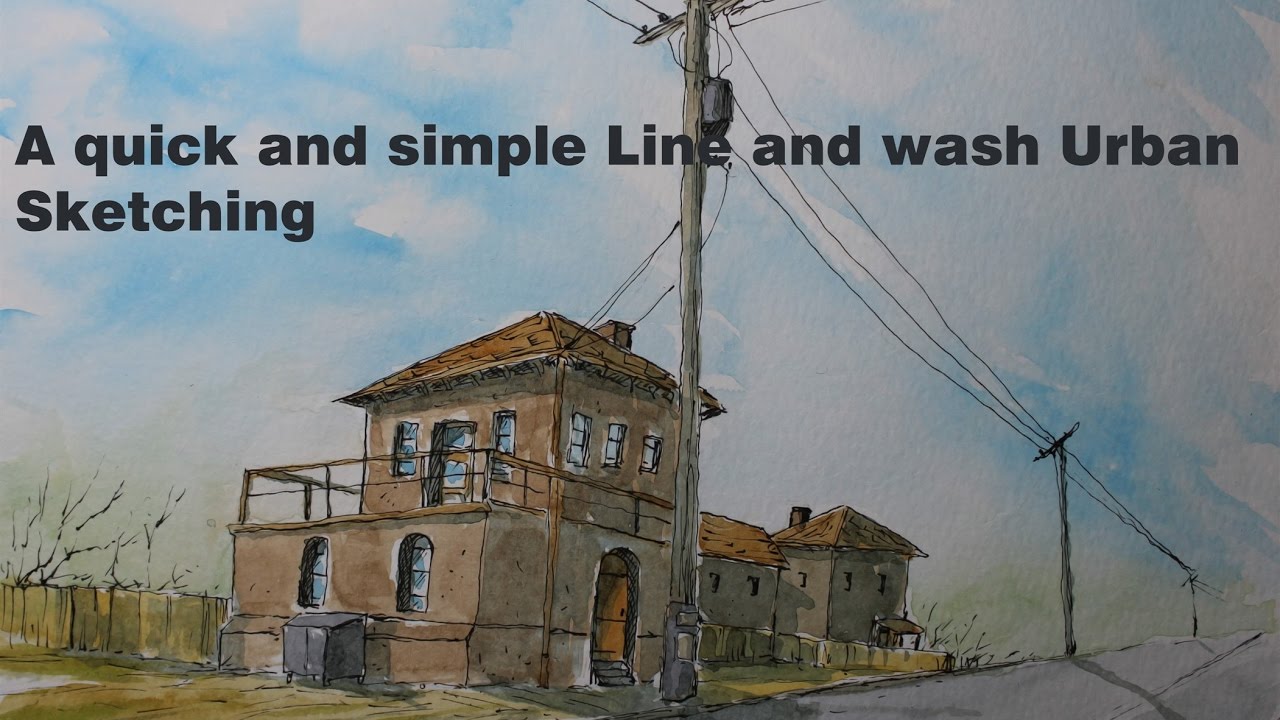 A quick and simple Line and wash Urban Sketching by Nil Rocha - YouTube