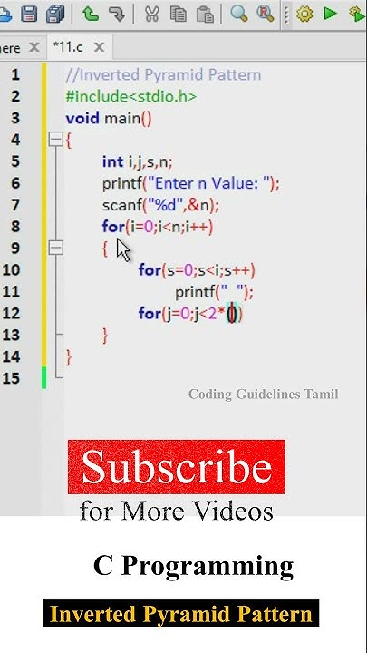 Inverted Pyramid Pattern in C Programming - YouTube
